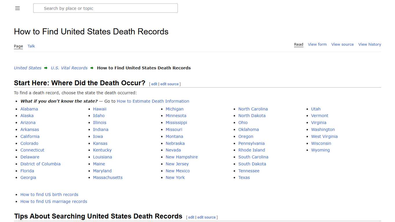 How to Find United States Death Records • FamilySearch